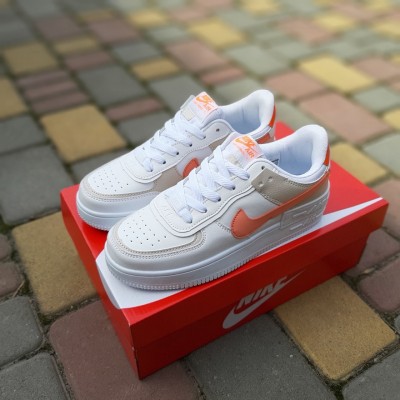 Nike Air Force 1 Shadow білі з сірим з пудрою, Розмір 38