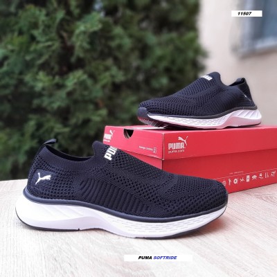 PUMA SOFTRIDE тапкі мокасіни сліпони чорні на білій, Розмір 45