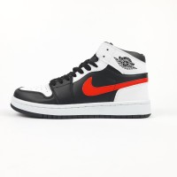 Nike AIR Jordan 1 retro високі білі з чорним червона кома, Розмір 42