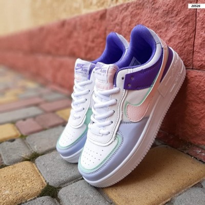 Nike Air Force 1 Shadow білі з бузковим з бірюзою, Розмір 39