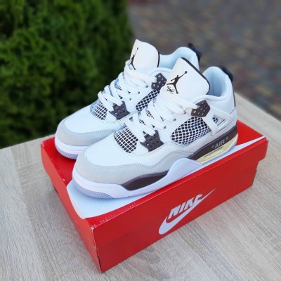 Nike Air Jordan 4 Белые с коричневым, Размер 46