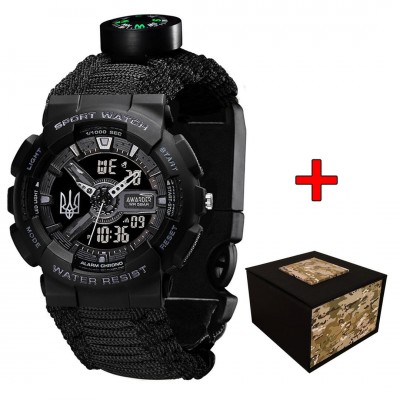 Awarder 005 Тризуб срібло Black + Паракордовий ремінець Black Awarder 005 Тризуб срібло Black + Паракордовий ремінець Black