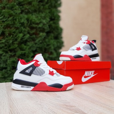 Nike Air Jordan 4 Білі з червоним, Розмір 38