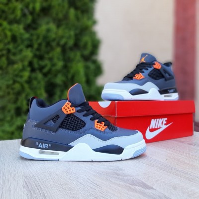 Nike Air Jordan 4 Серые с оранжевым, Размер 36