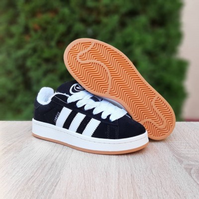 Adidas CAMPUS Чорні з білим на бежевій ступні, Розмір 37