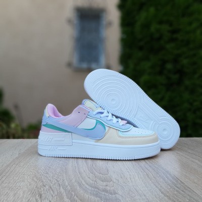 Nike Air Force 1 Shadow белые с пудрой с голубым, Размер 36