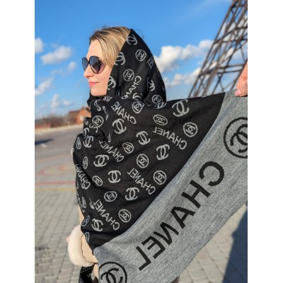 Палантин Chanel Жіночий Шарф двосторонній Шанель чорний Палантин Chanel Жіночий Шарф двосторонній Шанель чорний