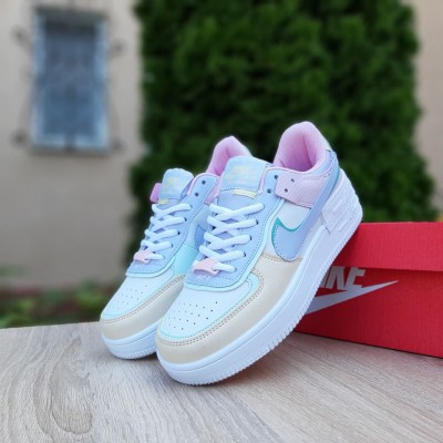 Nike Air Force 1 Shadow белые с пудрой с голубым, Размер 36