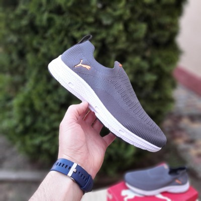 PUMA тапкие мокасины слипон серый с оранжевым, Размер 44