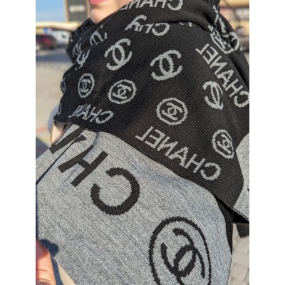 Палантин Chanel Жіночий Шарф двосторонній Шанель чорний