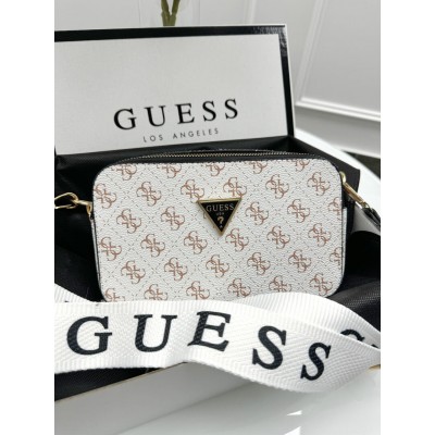 Сумка жіноча біла+ біла вставка Guess Гесс крос-боді
