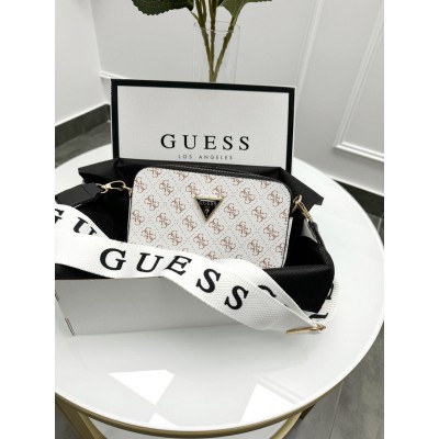 Сумка жіноча біла+ біла вставка Guess Гесс крос-боді Сумка жіноча біла+ біла вставка Guess Гесс крос-боді