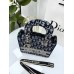 Женская сумка клатч Кристиан Диор синяя с текстильными ручками Dior