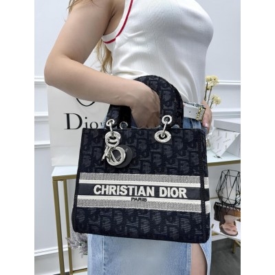 Клатч жіноча сумка Крістіан Діор чорна з текстильними ручками Dior