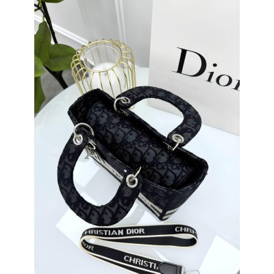 Клатч жіноча сумка Крістіан Діор чорна з текстильними ручками Dior