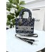 Женская сумка клатч Кристиан Диор синяя с текстильными ручками Dior