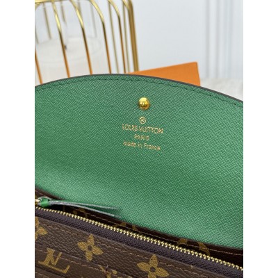 Женский кошелек Louis Vuitton коричневый+ зеленый большой конверт  Луи Виттон