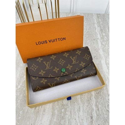 Жіночий гаманець Louis Vuitton коричневий+ зелений великий конверт Луї Віттон
