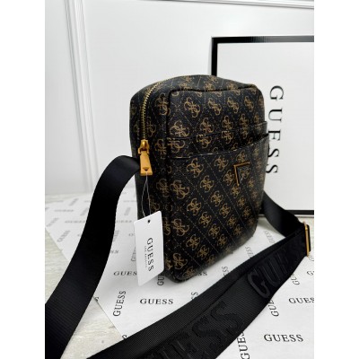 Чоловіча сумка месенджер Guess через коричневий плече Гесс