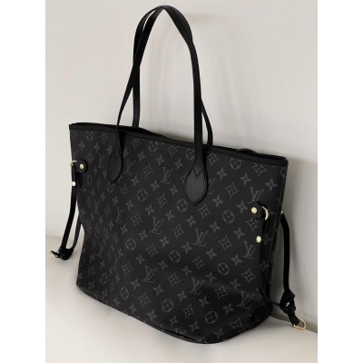 Сумка женская Louis Vuitton Neverfull черный классический шопер  Луи Виттон