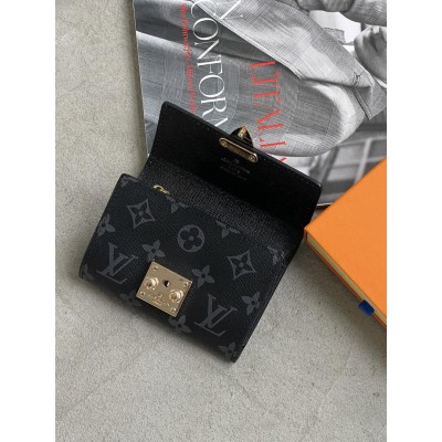 Женский кошелек Louis Vuitton черный с коробкой мини Луи Виттон