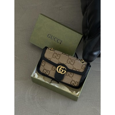 Сумка женская Gucci Marmont черный с большим лого кросс боди через плечо Гуччи Сумка женская Gucci Marmont черный с большим лого кросс боди через плечо Гуччи
