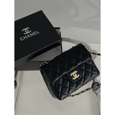 Сумка жіноча через плече Chanel класична Шанель чорний міні Сумка жіноча через плече Chanel класична Шанель чорний міні