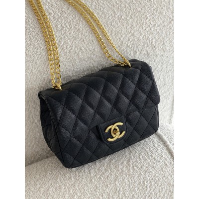 Сумка жіноча клатч через плече Chanel Classic Шанель чорний золото ланцюжок серце міні