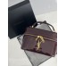 Жіноча сумка Yves Saint-Laurent Gaby Vanity Lacquered Leather Shoulder Bag YSL бочонок бордовий Ів Сен Лоран