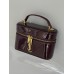 Жіноча сумка Yves Saint-Laurent Gaby Vanity Lacquered Leather Shoulder Bag YSL бочонок бордовий Ів Сен Лоран