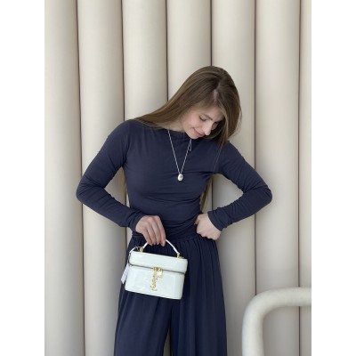 Жіноча сумка Yves Saint-Laurent Gaby Vanity Lacquered Leather Shoulder Bag YSL барило біле Ів Сен Лоран