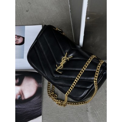 Жіноча сумка Yves Saint Laurent Loulou leather bag через плече чорний Лоран Medium size