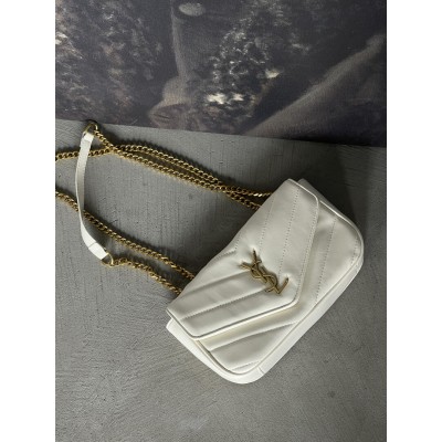 Жіноча сумка Yves Saint Laurent Loulou leather bag через плече білий Лоран Medium size