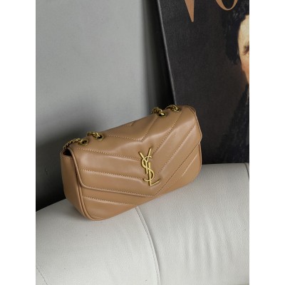 Жіноча сумка Yves Saint Laurent Loulou leather bag через бежевий плече Лоран Medium size