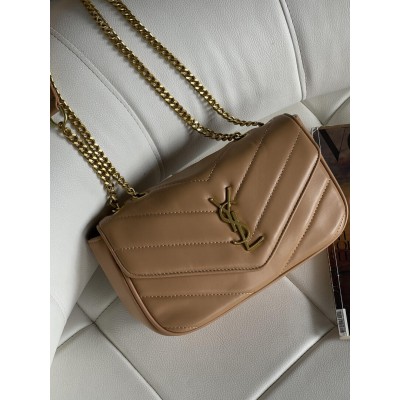 Жіноча сумка Yves Saint Laurent Loulou leather bag через бежевий плече Лоран Medium size
