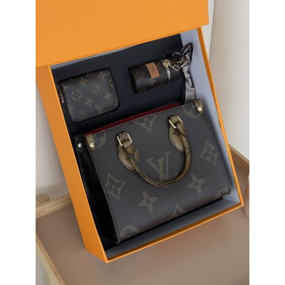 Жіноча сумка Луї Віттон коричневий. Подарунковий набір Louis Vuitton шопер тоут Onthego 3 предмети Жіноча сумка Луї Віттон коричневий. Подарунковий набір Louis Vuitton шопер тоут Onthego 3 предмети