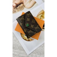 Жіночий гаманець Louis Vuitton коричневий + зелений конверт міні Луї Віттон