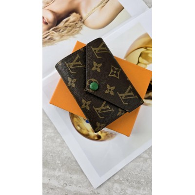 Жіночий гаманець Louis Vuitton коричневий + зелений конверт міні Луї Віттон Жіночий гаманець Louis Vuitton коричневий + зелений конверт міні Луї Віттон