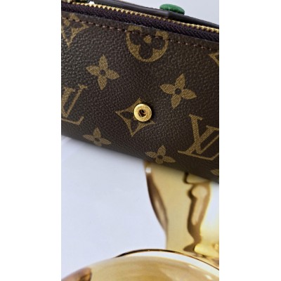 Жіночий гаманець Louis Vuitton коричневий + зелений конверт міні Луї Віттон