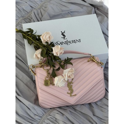 Женская сумка Saint Laurent College Medium In Quilted YSL Ив Сен Лоран розовый клатч Женская сумка Saint Laurent College Medium In Quilted YSL Ив Сен Лоран розовый клатч