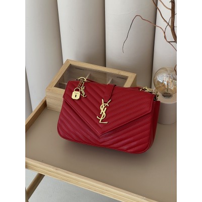 Женская сумка Saint Laurent College Medium In Quilted YSL Ив Сен Лоран красный клатч Женская сумка Saint Laurent College Medium In Quilted YSL Ив Сен Лоран красный клатч