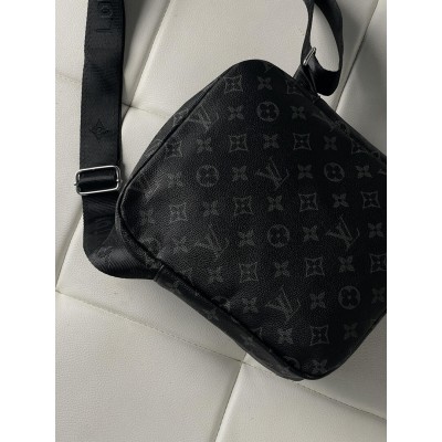 Чоловіча сумка месенджер Louis Vuitton через плече чорний Луї Віттон
