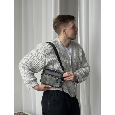 Чоловічі сумки COACH GRAHAM CROSSBODY через плече хакі з камуфляжним принтом Коуч