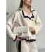 Сумка женская клатч через плечо Chanel Classic Double Flap Bag PREMIUM  Шанель белый серебро