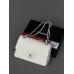Сумка женская клатч через плечо Chanel Classic Double Flap Bag PREMIUM  Шанель белый серебро