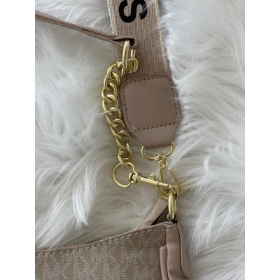 Сумка женская Michael Kors Jet Set Charm бежевый на широком ремне Майкл Корс