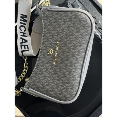 Сумка женская Michael Kors Jet Set Charm серый на широком ремне Майкл Корс