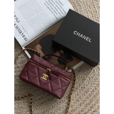 Сумка жіноча клатч Chanel Vanity with Chain класична бордова Шанель Сумка жіноча клатч Chanel Vanity with Chain класична бордова Шанель