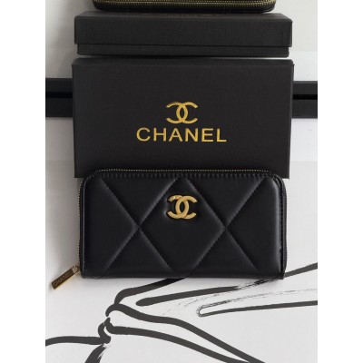 Гаманець жіночий Chanel чорний гладкий з коробкою Шанель Гаманець жіночий Chanel чорний гладкий з коробкою Шанель
