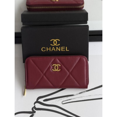 Гаманець жіночий Chanel бордовий гладкий з коробкою Шанель Гаманець жіночий Chanel бордовий гладкий з коробкою Шанель
